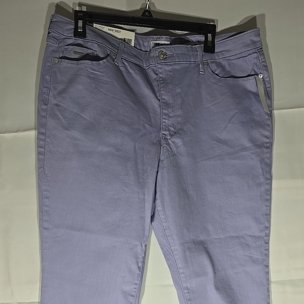 Nine West Womens Gramercy Crop Slim Fit Crop Jeans, Cosmic Sky Size 16